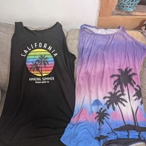 SHEIN California Graphic Dresses - Black and Purple